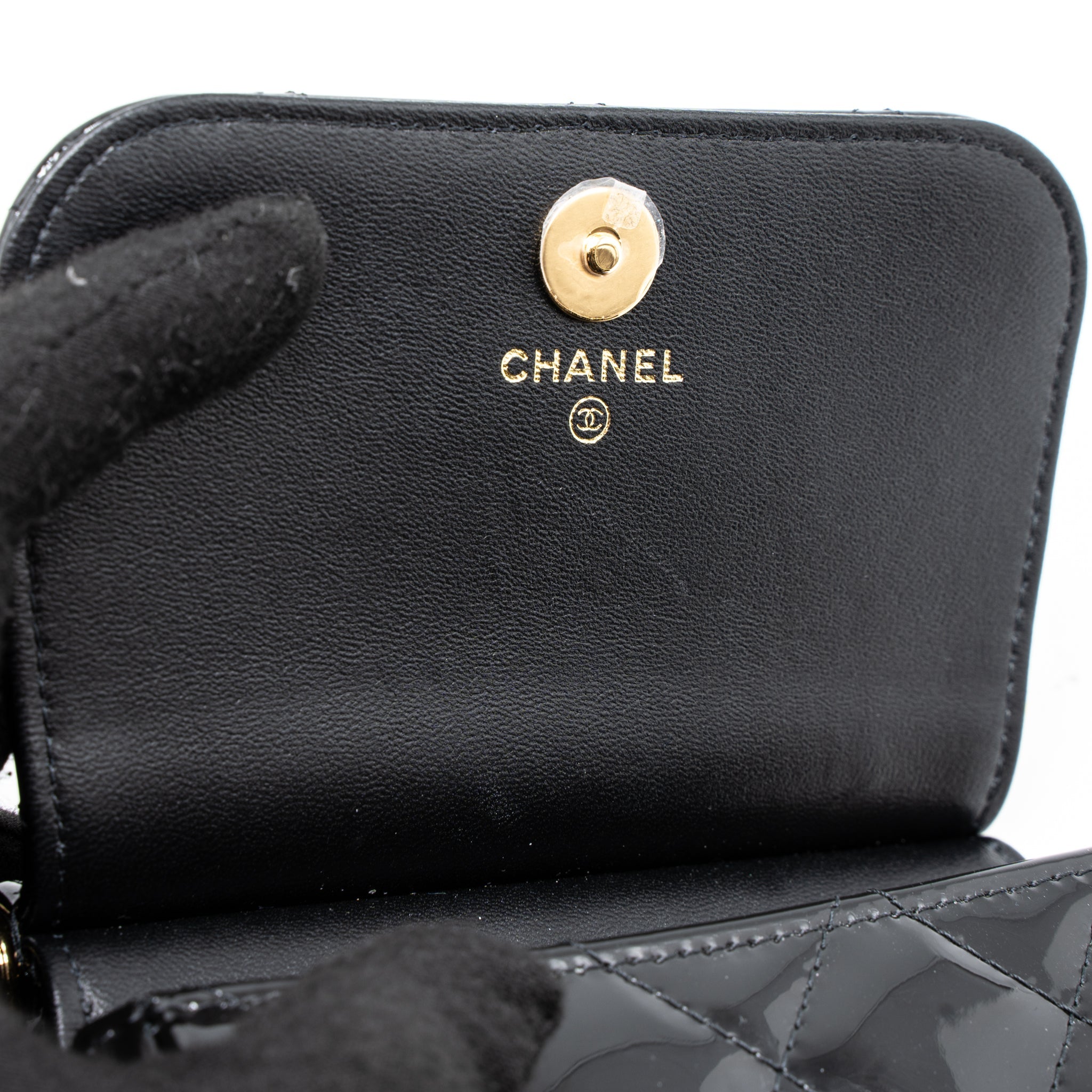 Chanel 22K Mini Clutch With Chain Patent Black  (Microchip)