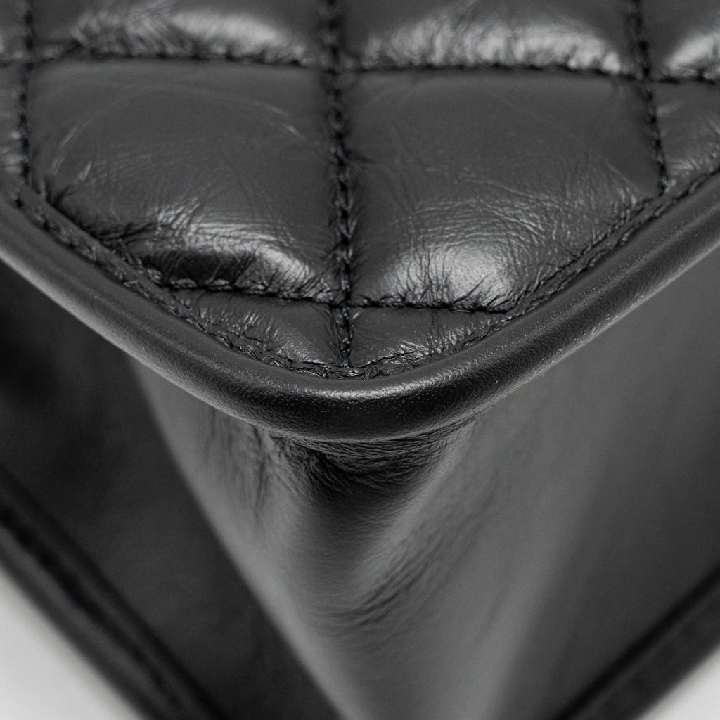 Chanel 23S Clutch Bag With Chain Calfskin Black Brush  (microchip)