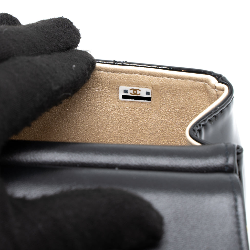 Chanel 22K Mini Clutch With Chain Patent Black  (Microchip)