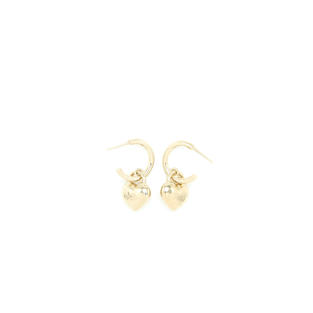 Chanel Heart CC Earrings Light Gold Tone
