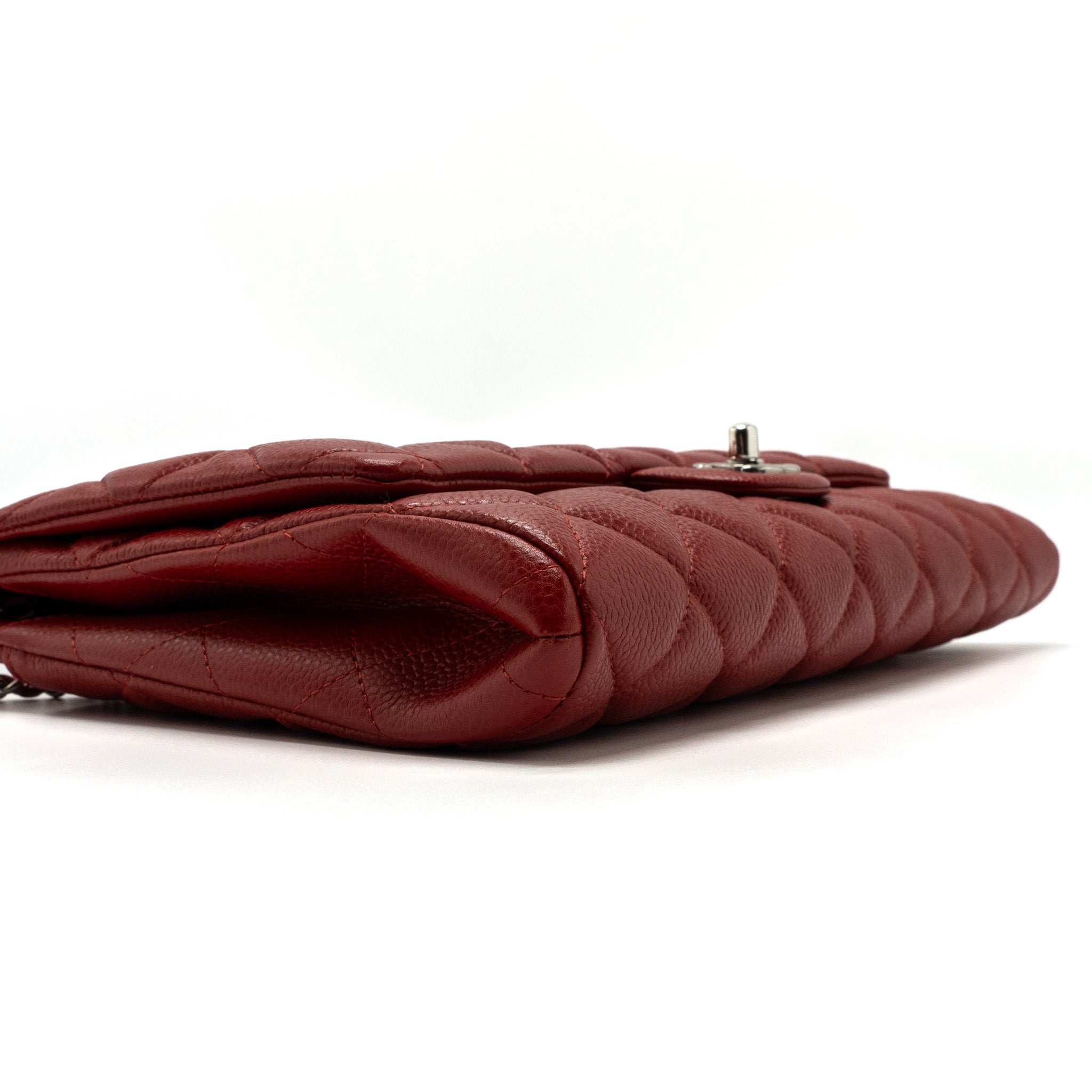 Chanel Timeless Flap Clutch With Chain Caviar Red