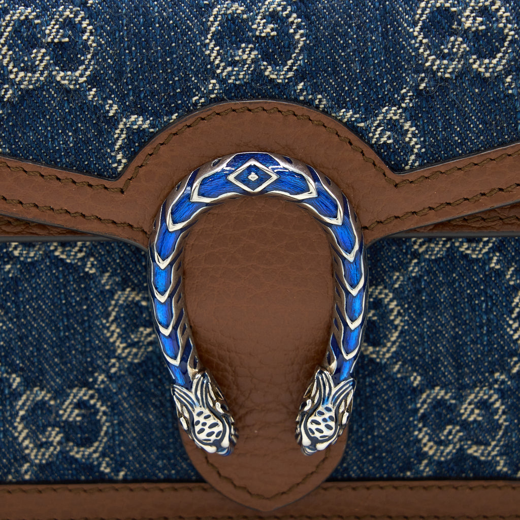 Gucci Super Mini Dionysus GG Supreme Denim/ Leather Multicolour Hardware