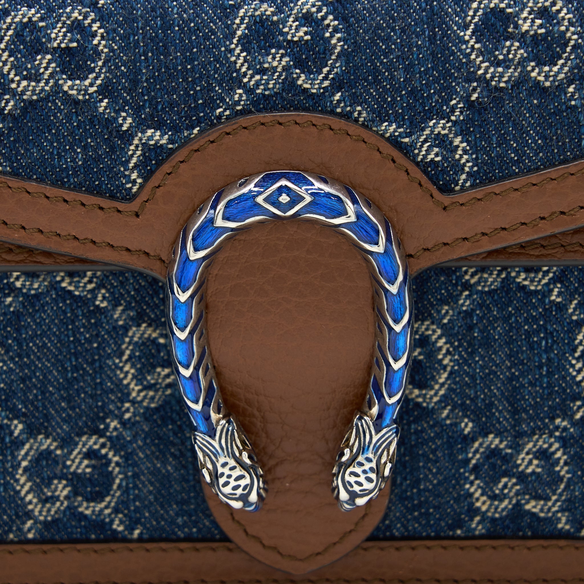 Gucci Super Mini Dionysus GG Supreme Denim/ Leather Multicolour Hardware