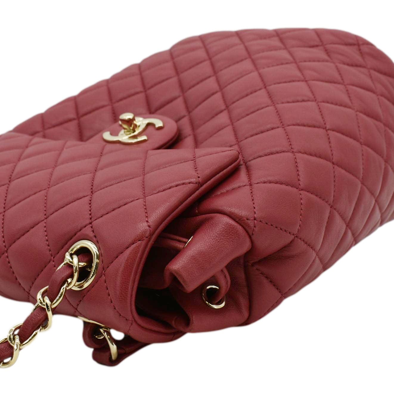 CHANEL Urban Spirit Quilted Leather Backpack Bag Red