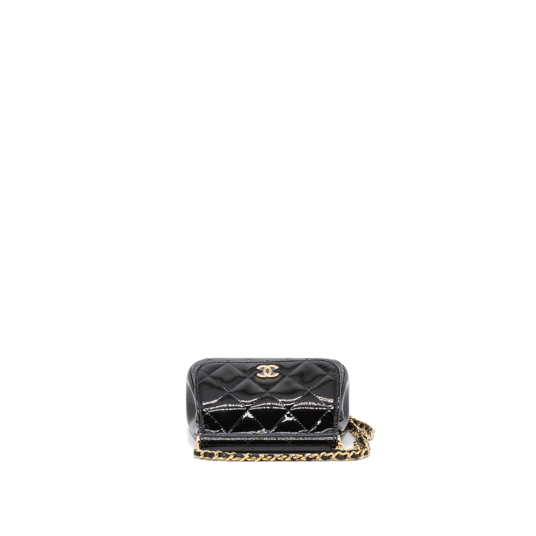 Chanel 22K Mini Clutch With Chain Patent Black  (Microchip)