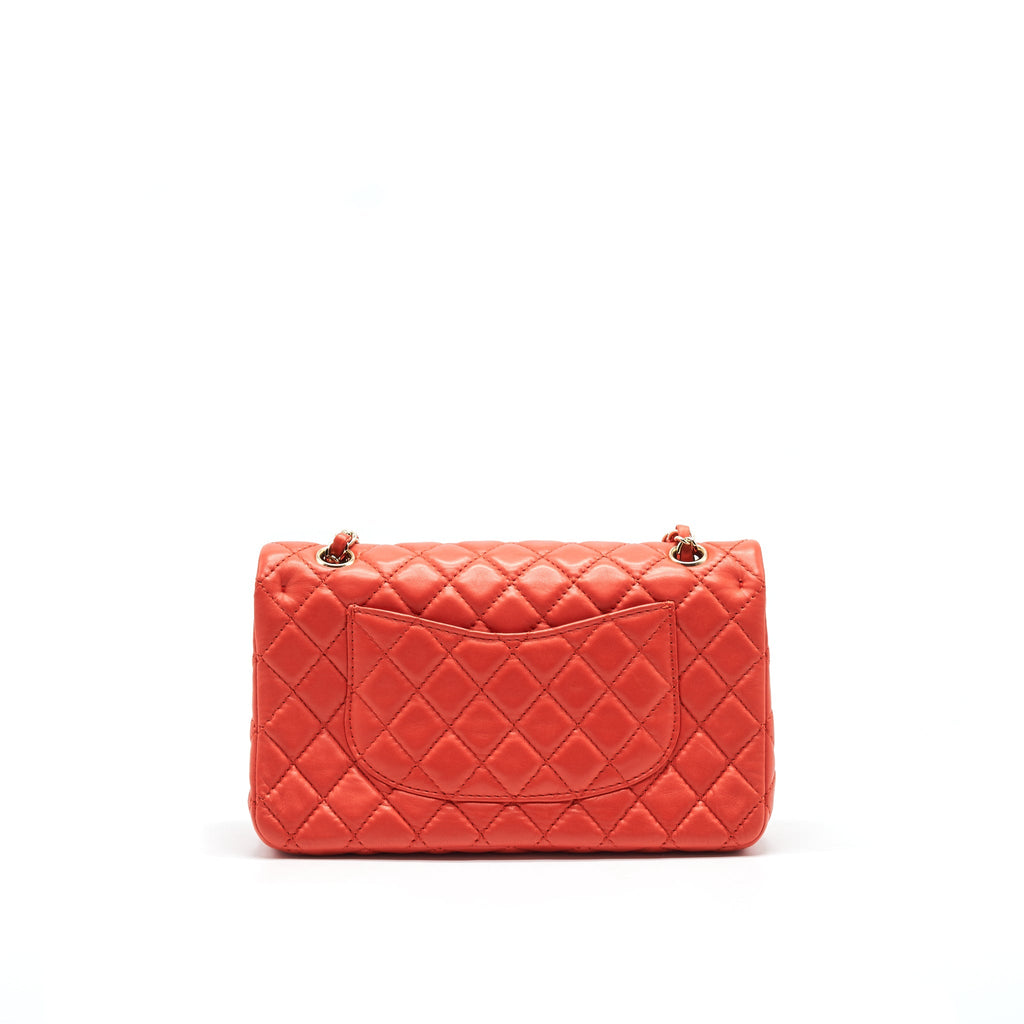 CHANEL CLASSIC MEDIUM DOUBLE FLAP LAMBSKIN IN CORAL L