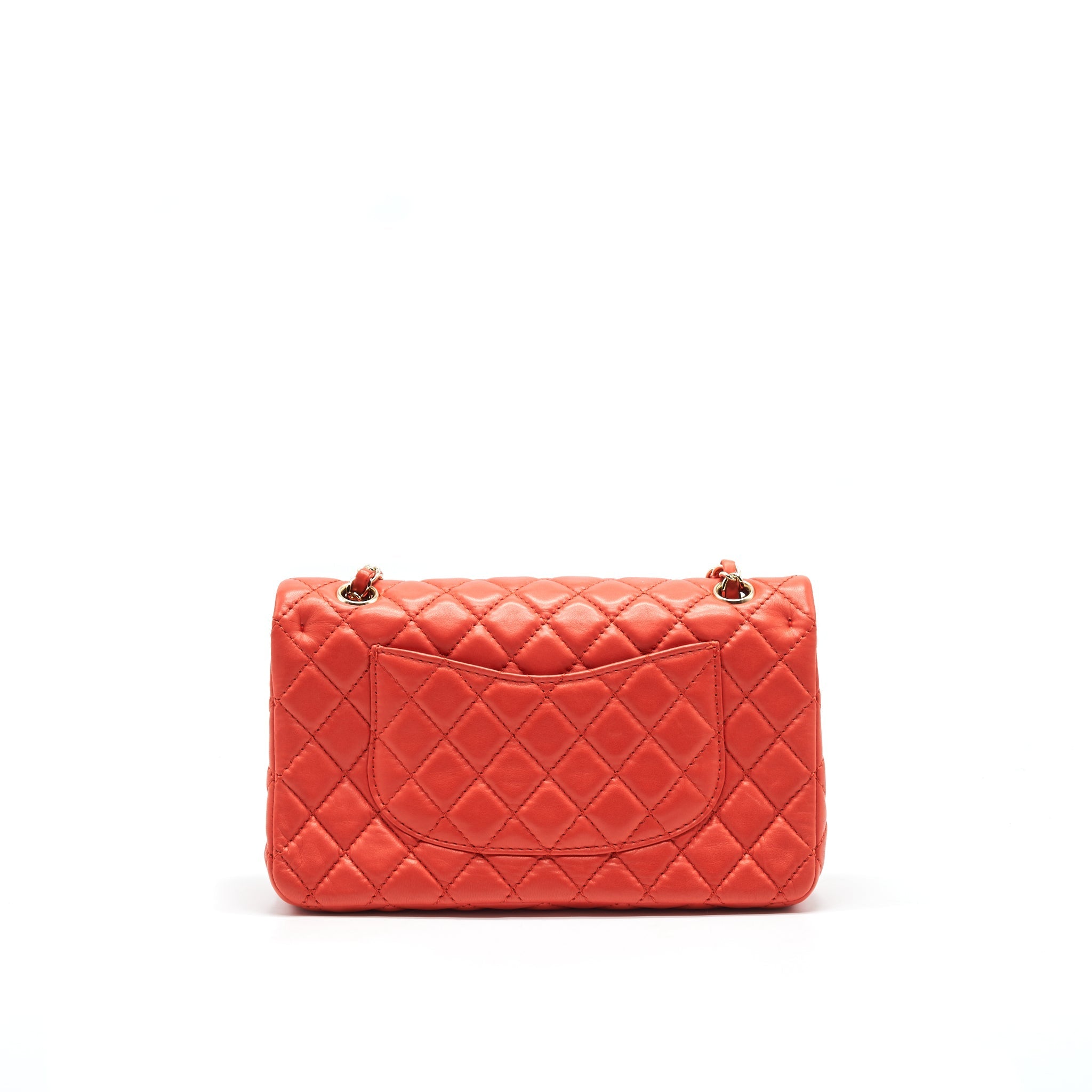 CHANEL CLASSIC MEDIUM DOUBLE FLAP LAMBSKIN IN CORAL L