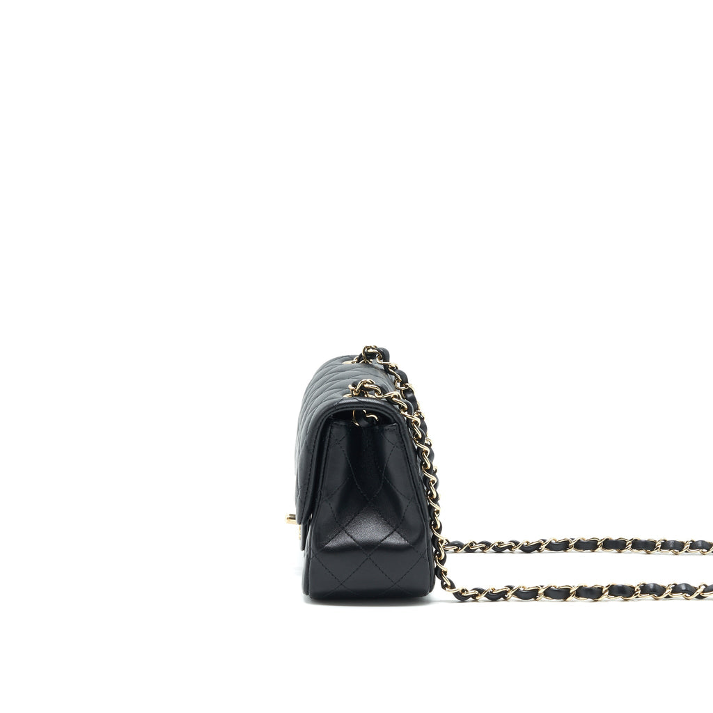 Chanel Mini Square Flap Bag Black Lambskin L