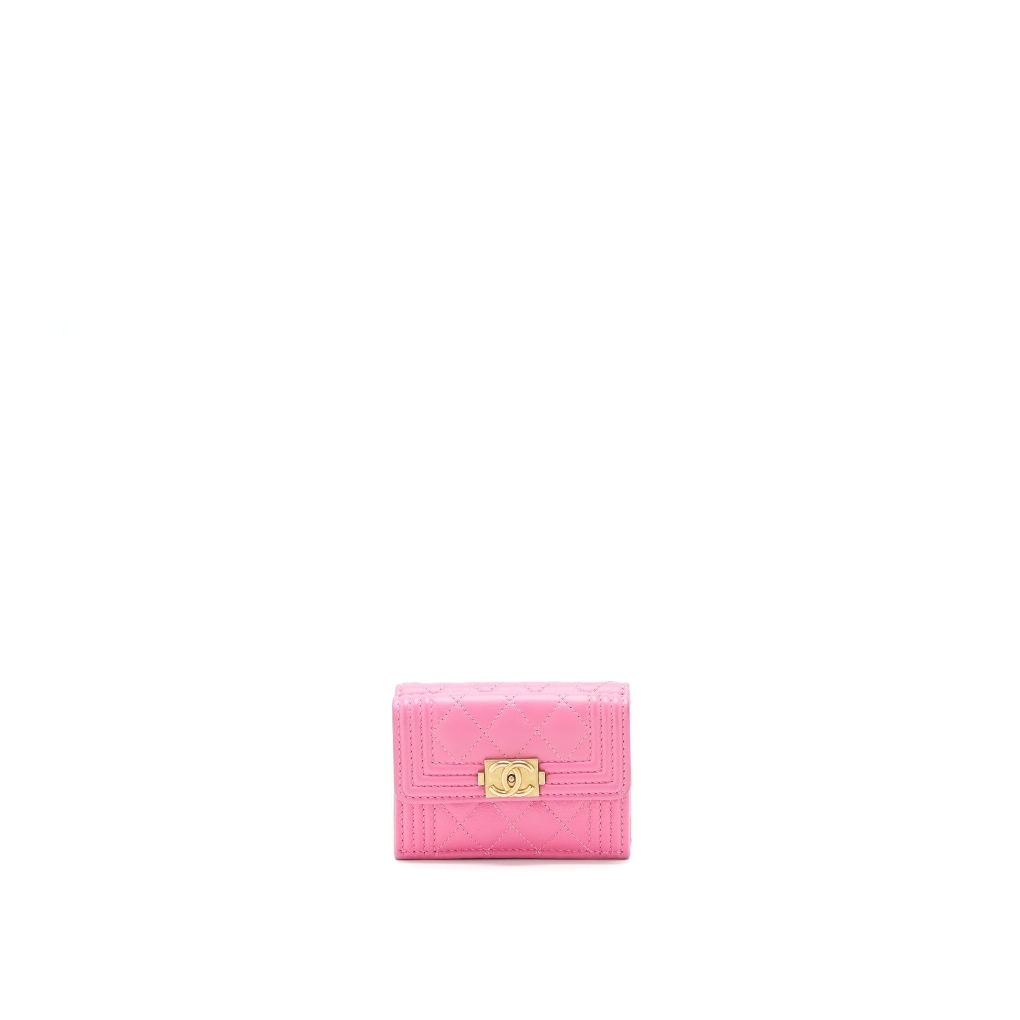 Chanel Boy Small Wallet Pink Brushed Lambskin