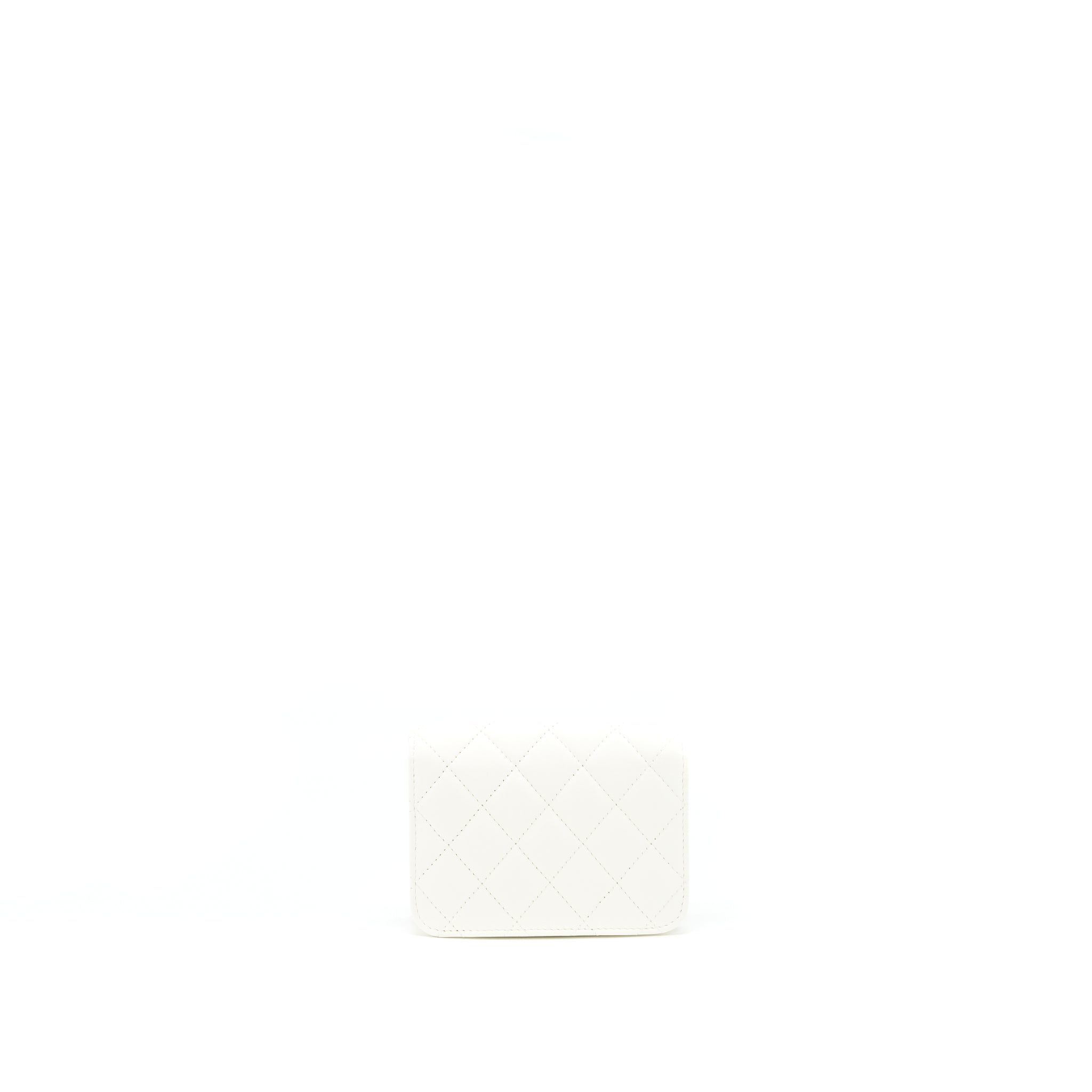 Chanel Pearl Crush Mini Flap Belt Bag White Lambskin