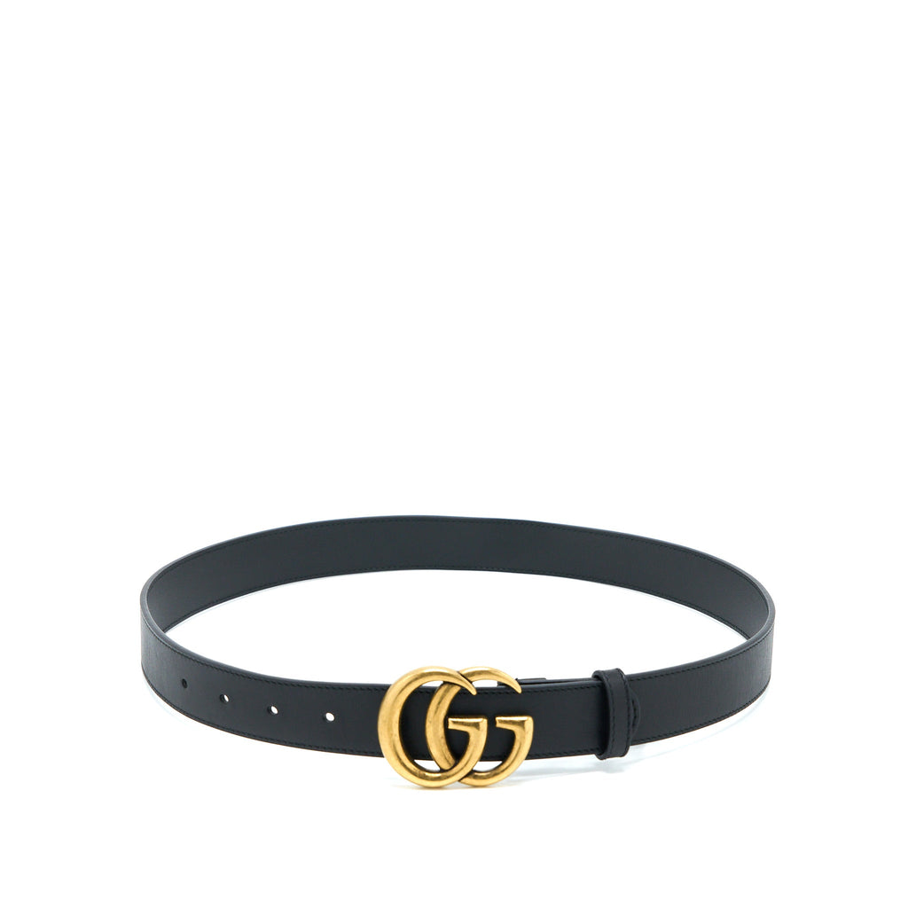 Gucci Size 80 Leather Belt With Double G Buckle Black
