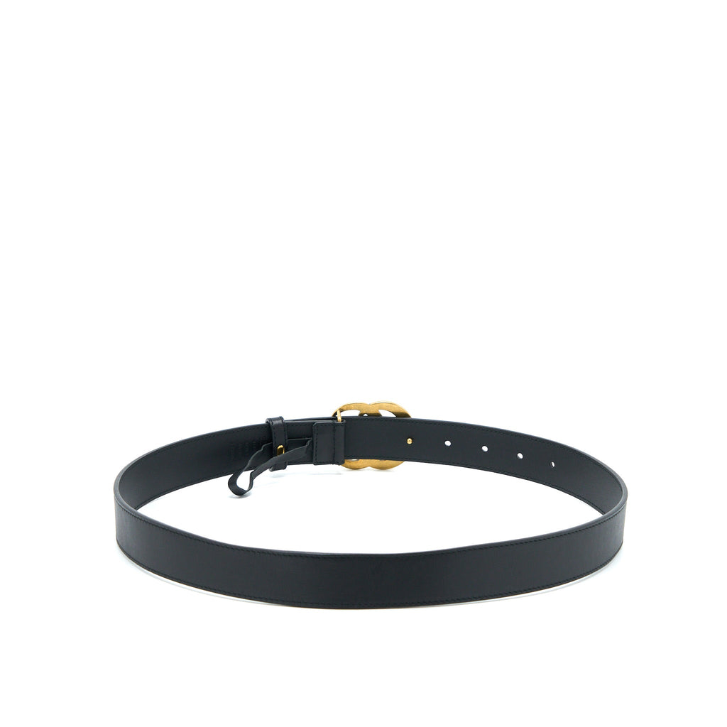Gucci Size 80 Leather Belt With Double G Buckle Black
