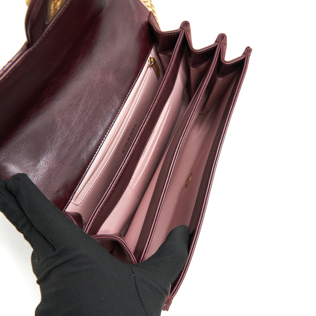 Chanel Seasonal Flap Bag Calfskin / Suede Leather Burgundy