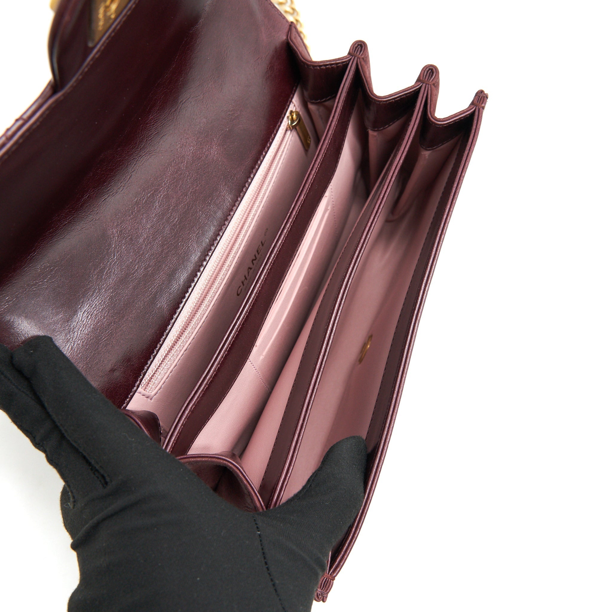 Chanel Seasonal Flap Bag Calfskin / Suede Leather Burgundy