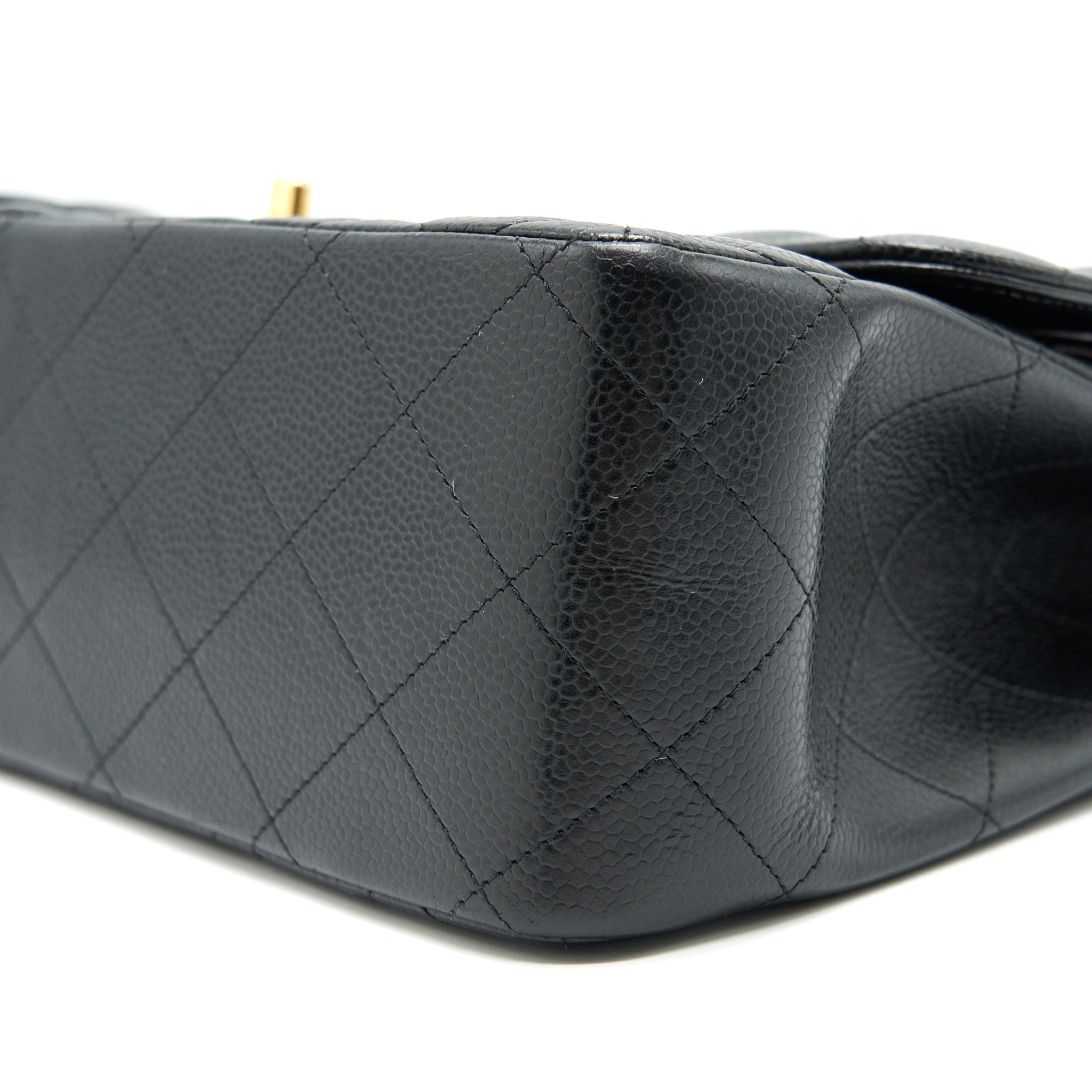 CHANEL CLASSIC JUMBO DOUBLE FLAP BAG BLACK CAVIER