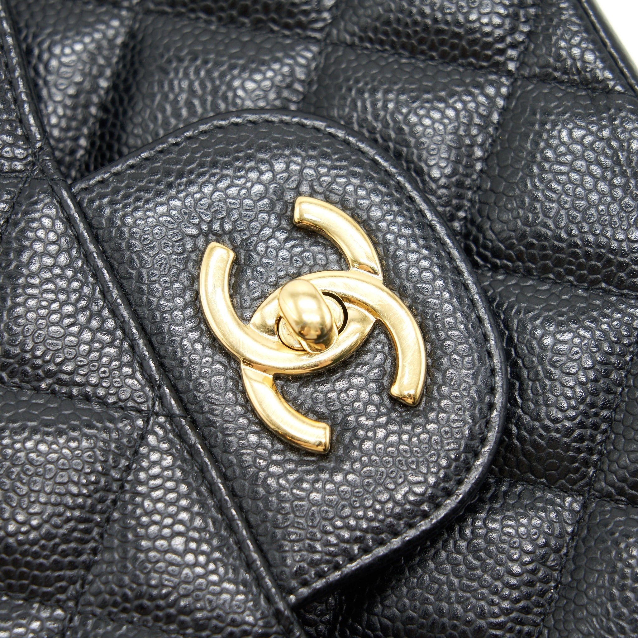 CHANEL CLASSIC JUMBO DOUBLE FLAP BAG BLACK CAVIER