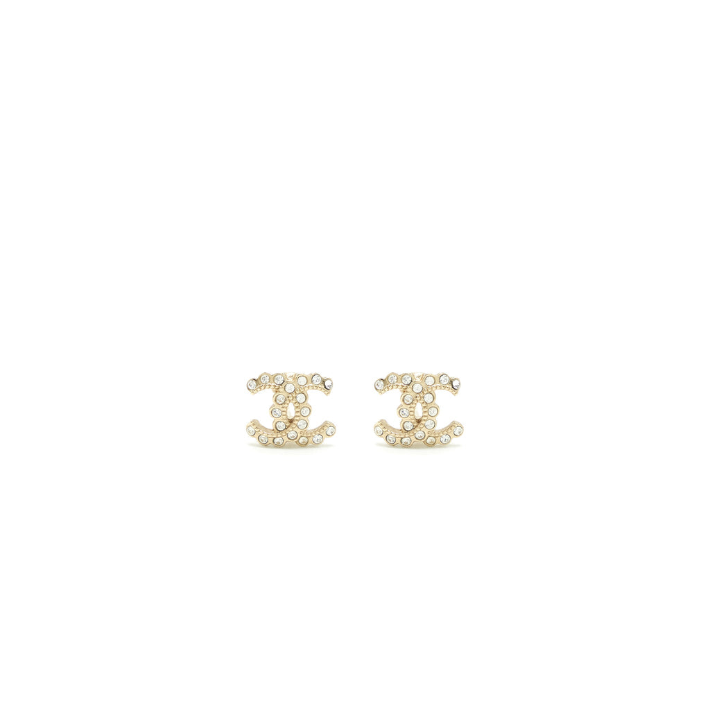 Chanel Mini CC Logo Earrings With Crystals L