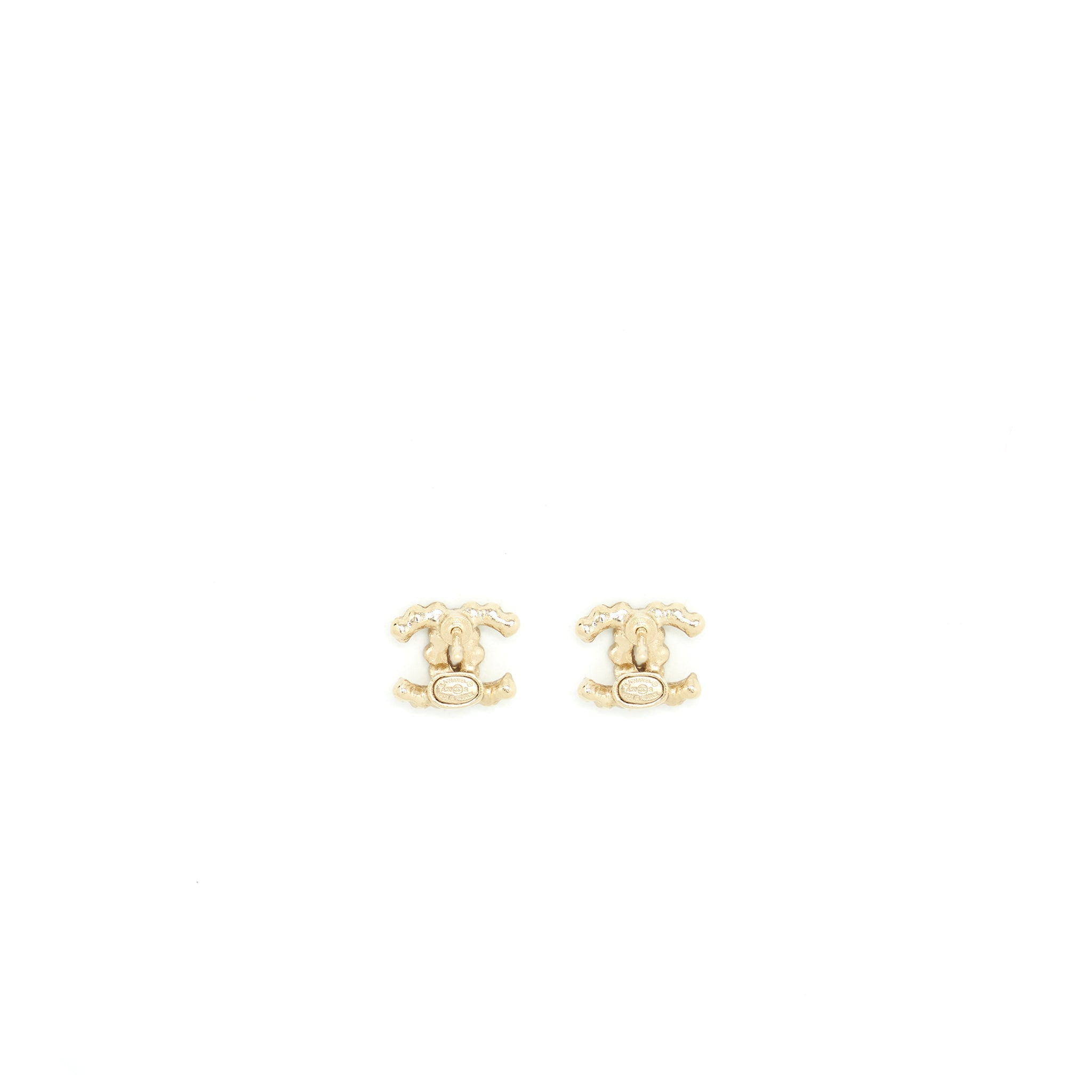 Chanel Mini CC Logo Earrings With Crystals L