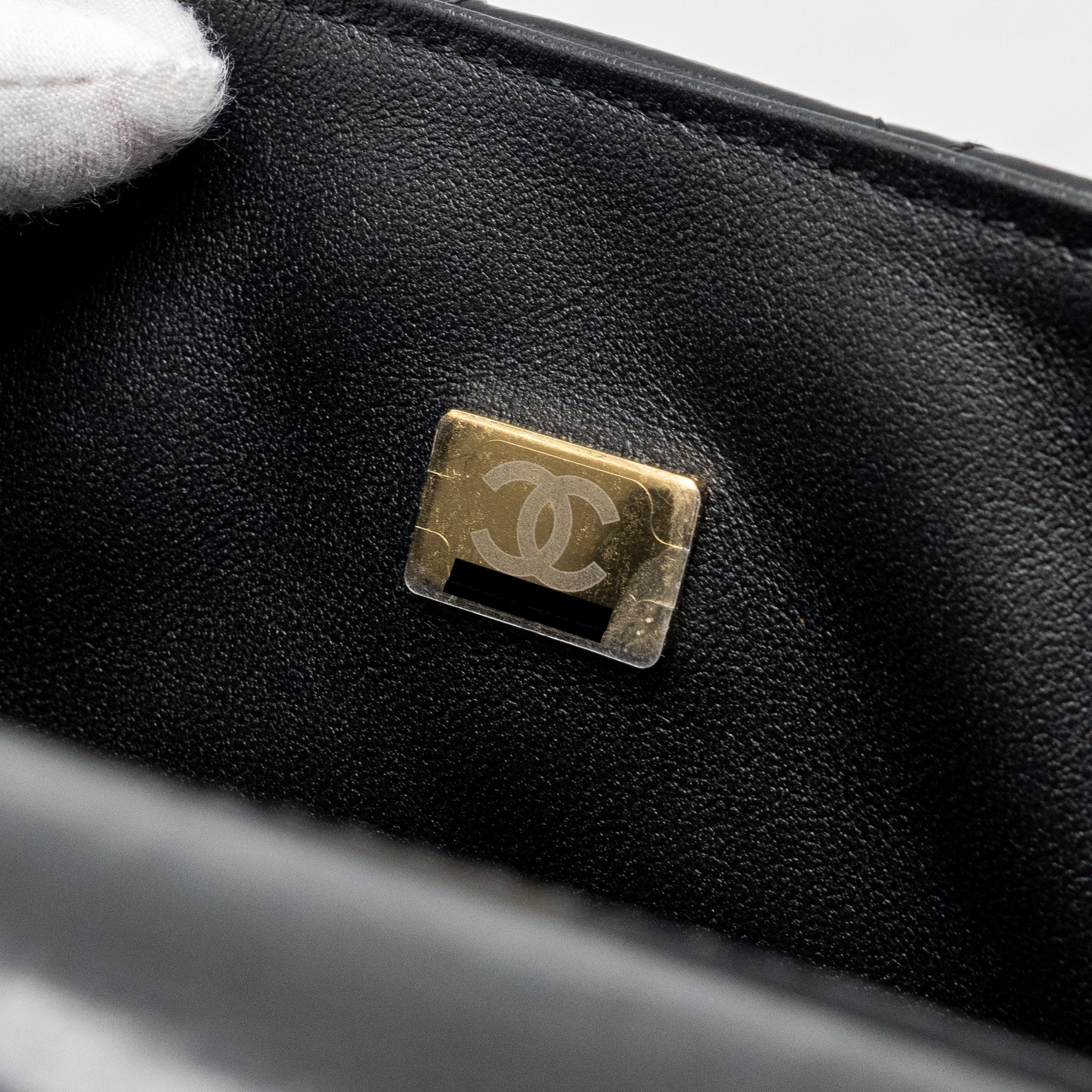 Chanel 23A classic flap clutch shiny calfskin black L (microchip)