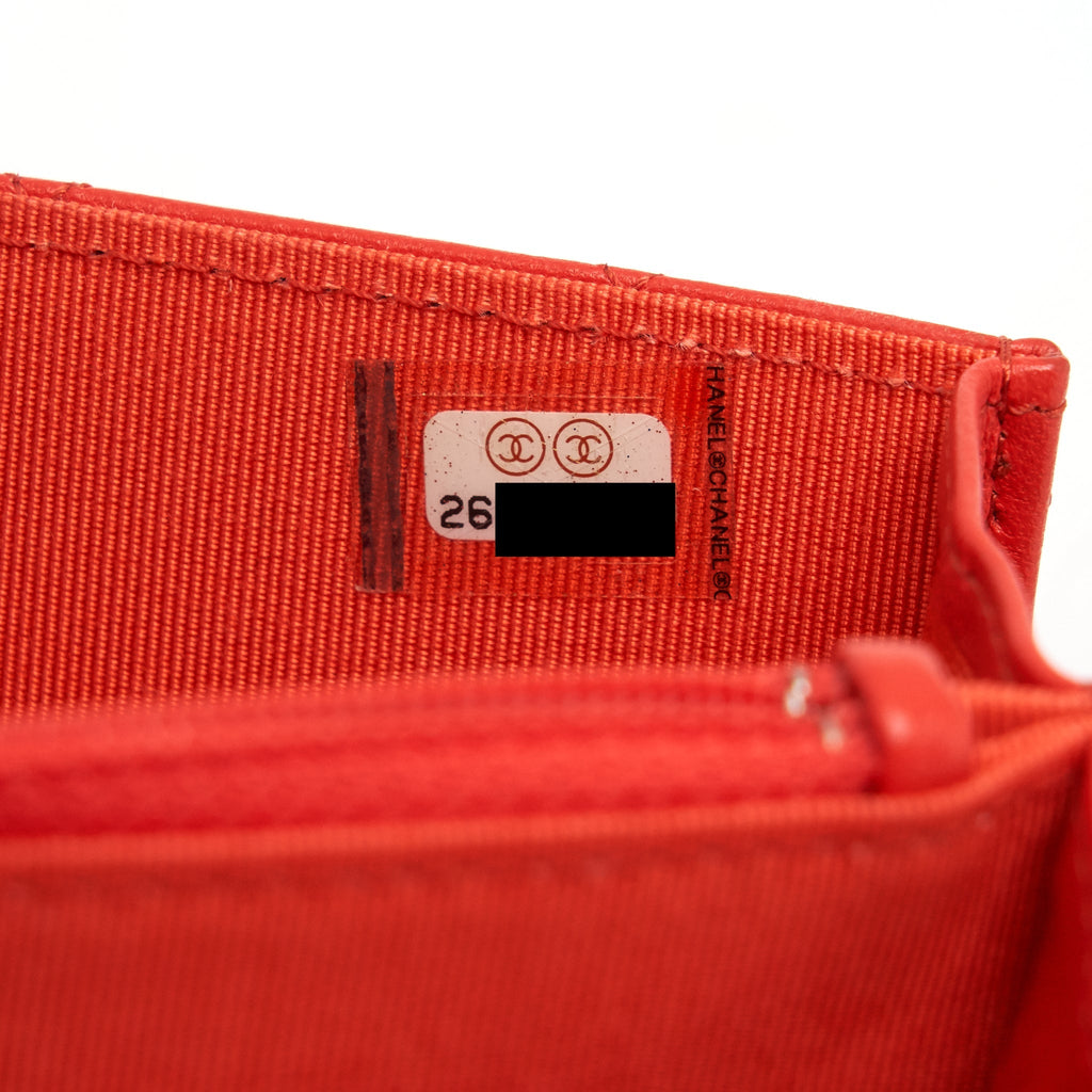 Chanel Square Wallet On Chain Coral Red Lambskin