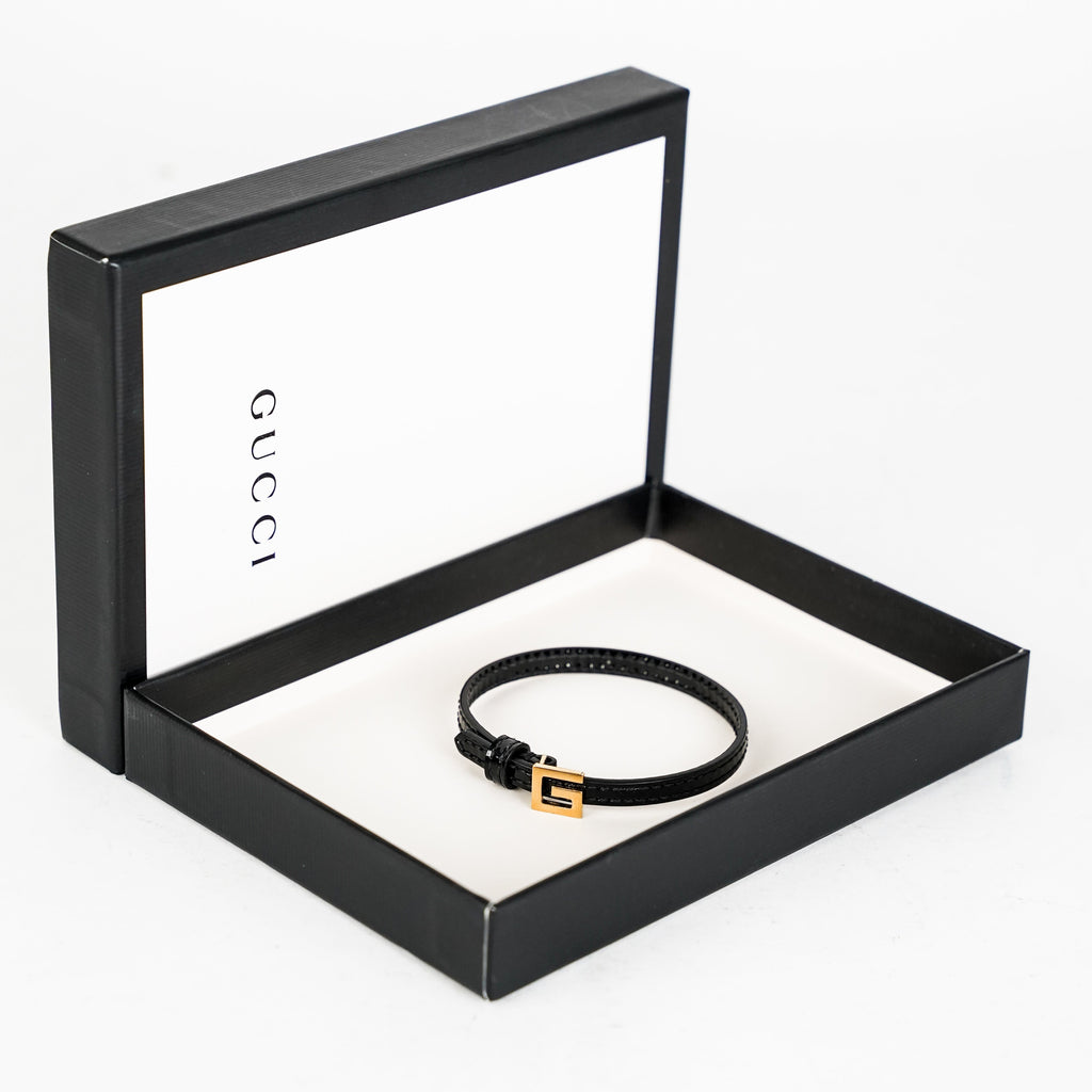 Gucci Leather Bracelet with Square G