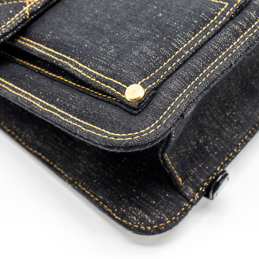 Chanel 23S flap backpack denim dark blue with brushed  (microchip)