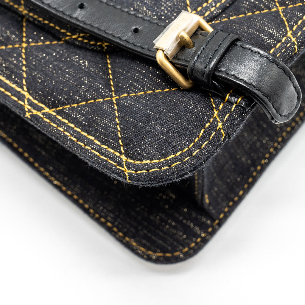 Chanel 23S flap backpack denim dark blue with brushed  (microchip)
