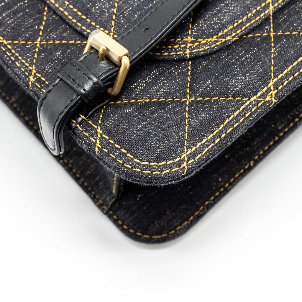 Chanel 23S flap backpack denim dark blue with brushed  (microchip)