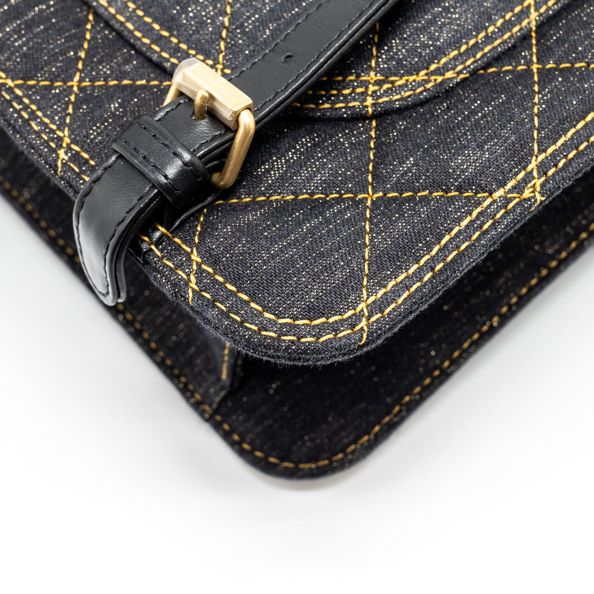 Chanel 23S flap backpack denim dark blue with brushed  (microchip)