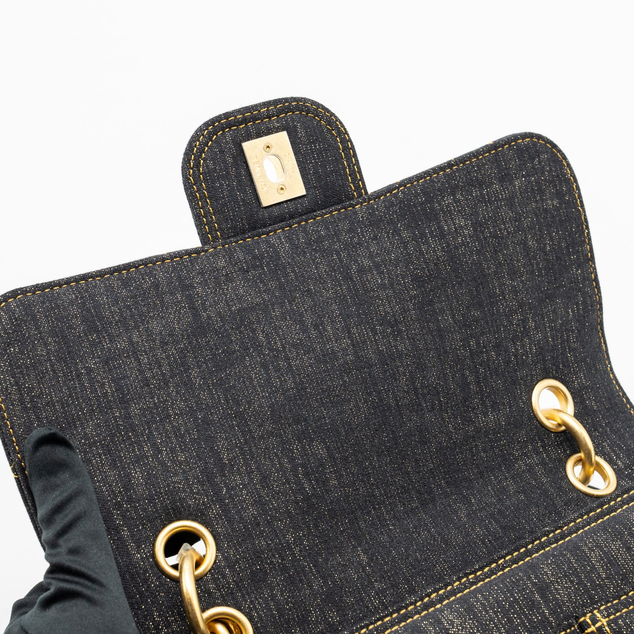 Chanel 23S flap backpack denim dark blue with brushed  (microchip)