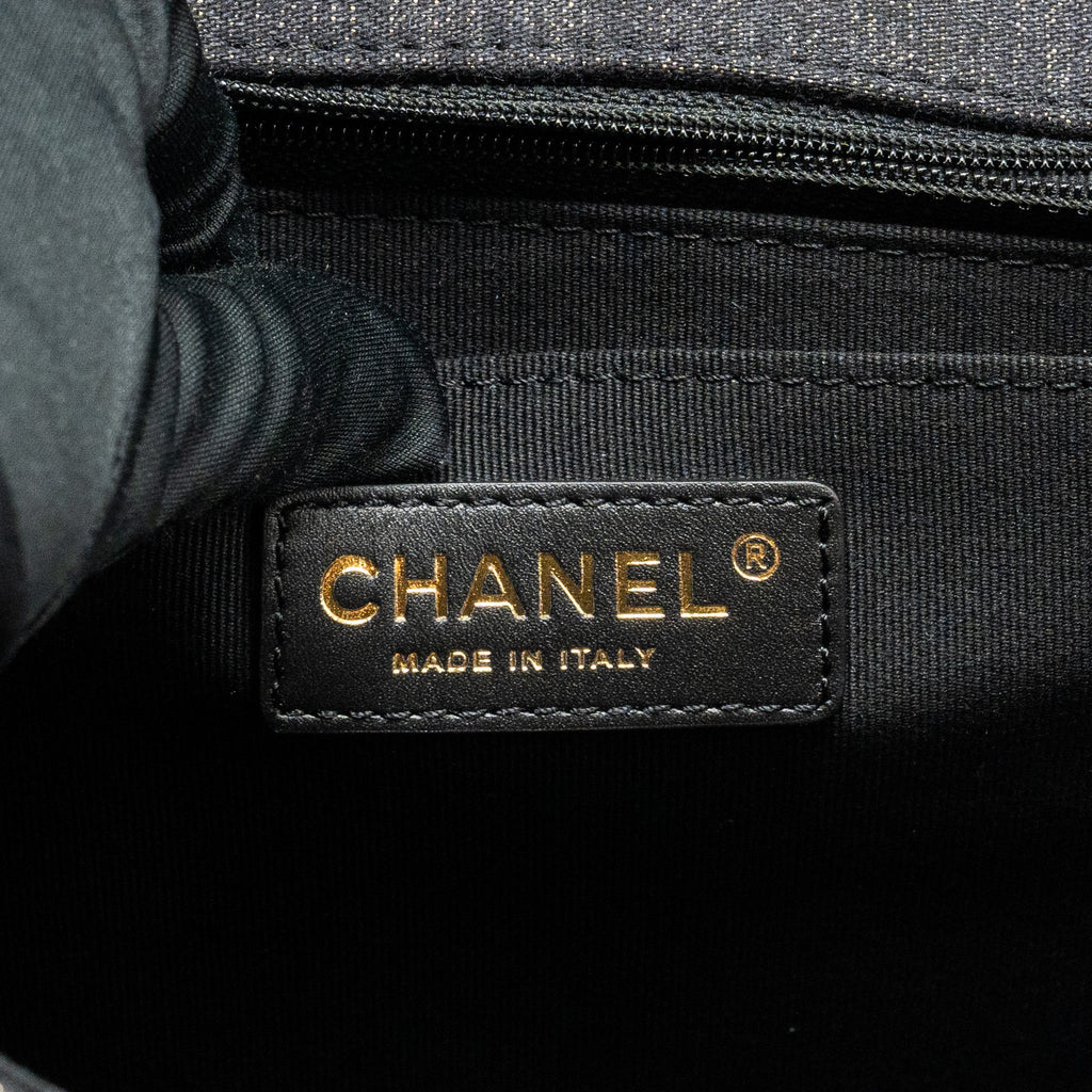Chanel 23S flap backpack denim dark blue with brushed  (microchip)