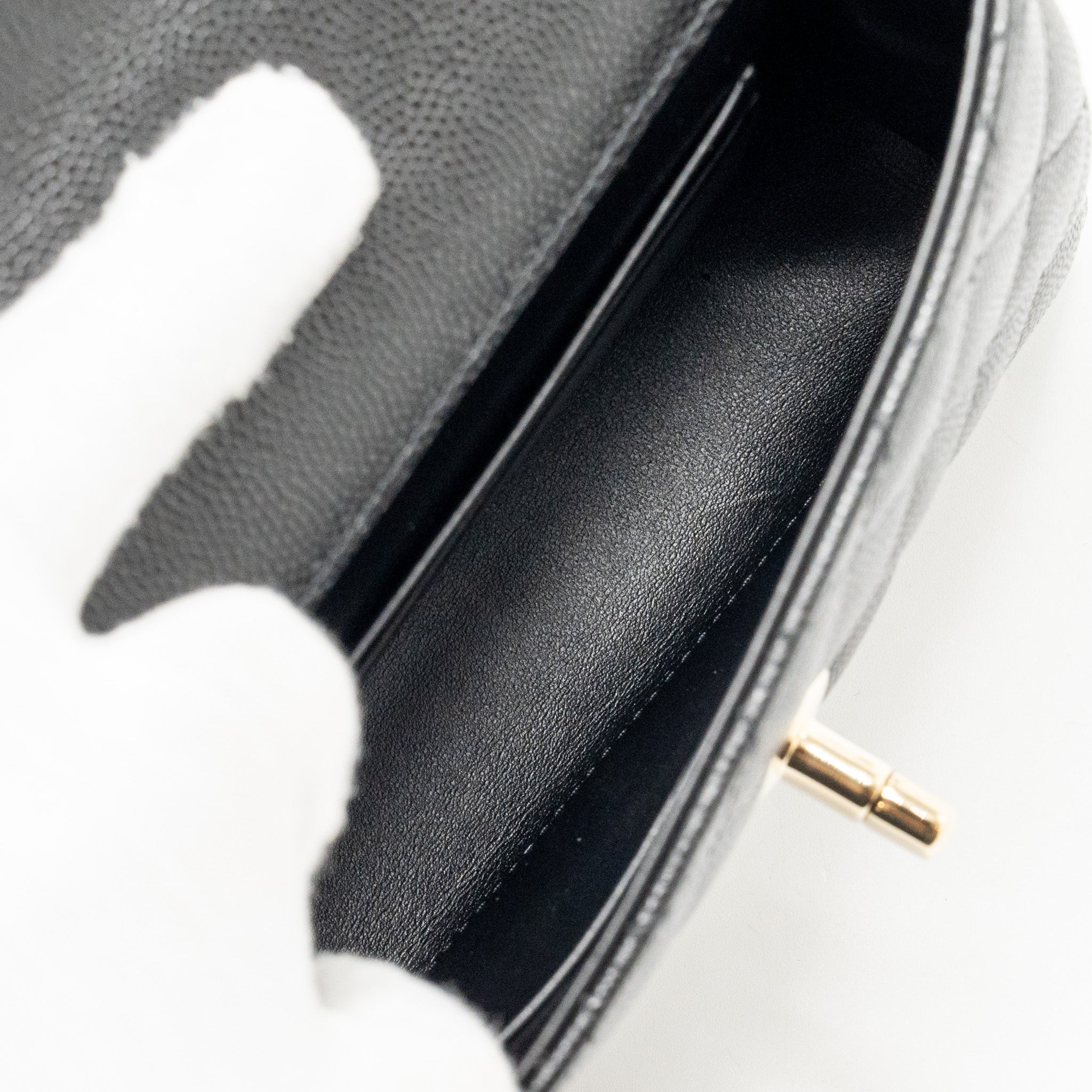 Chanel Coco Handle Clutch with Chain Caviar Black L (Microchip)