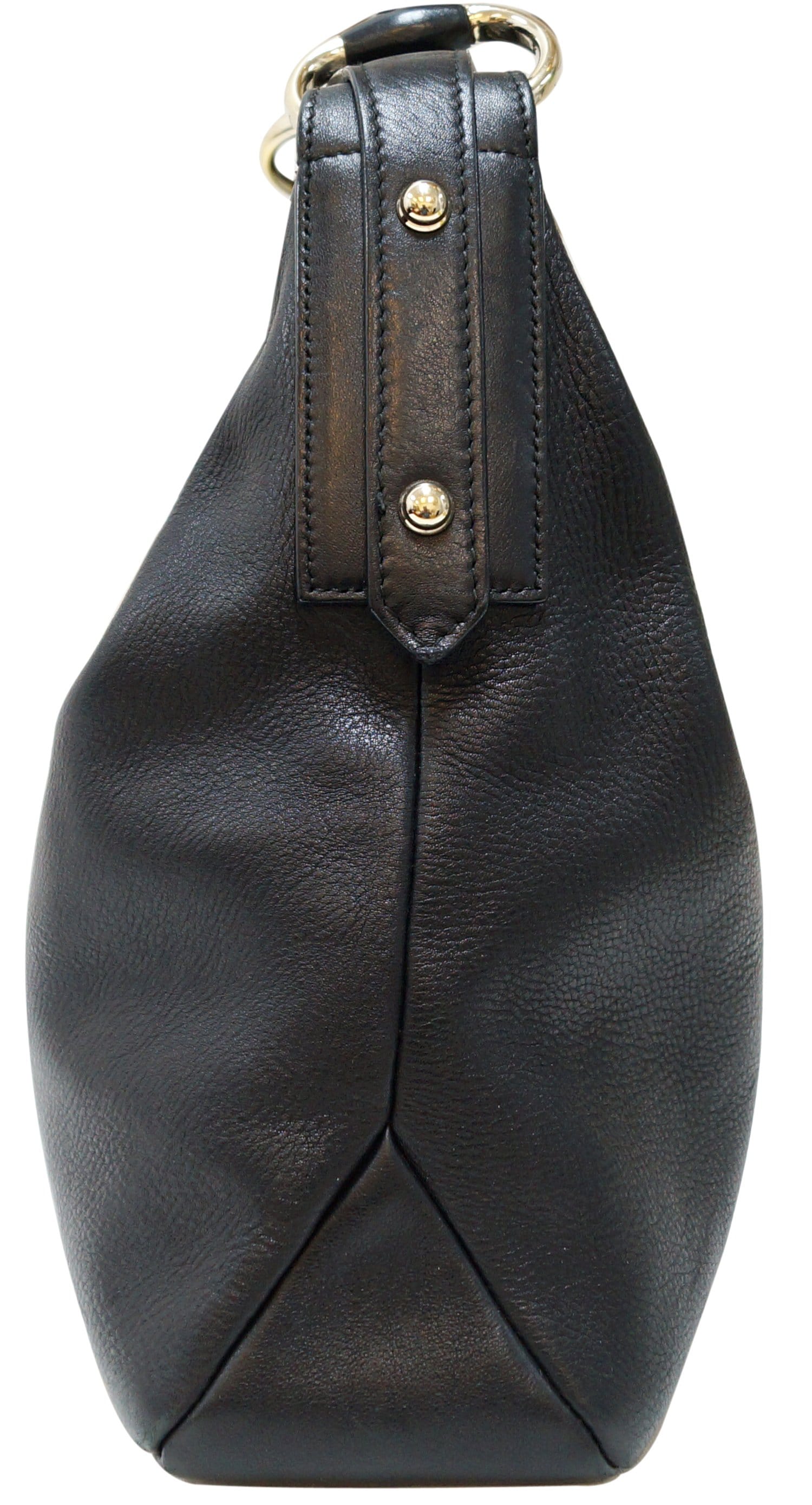 GUCCI Black Leather Horsebit Hobo Bag