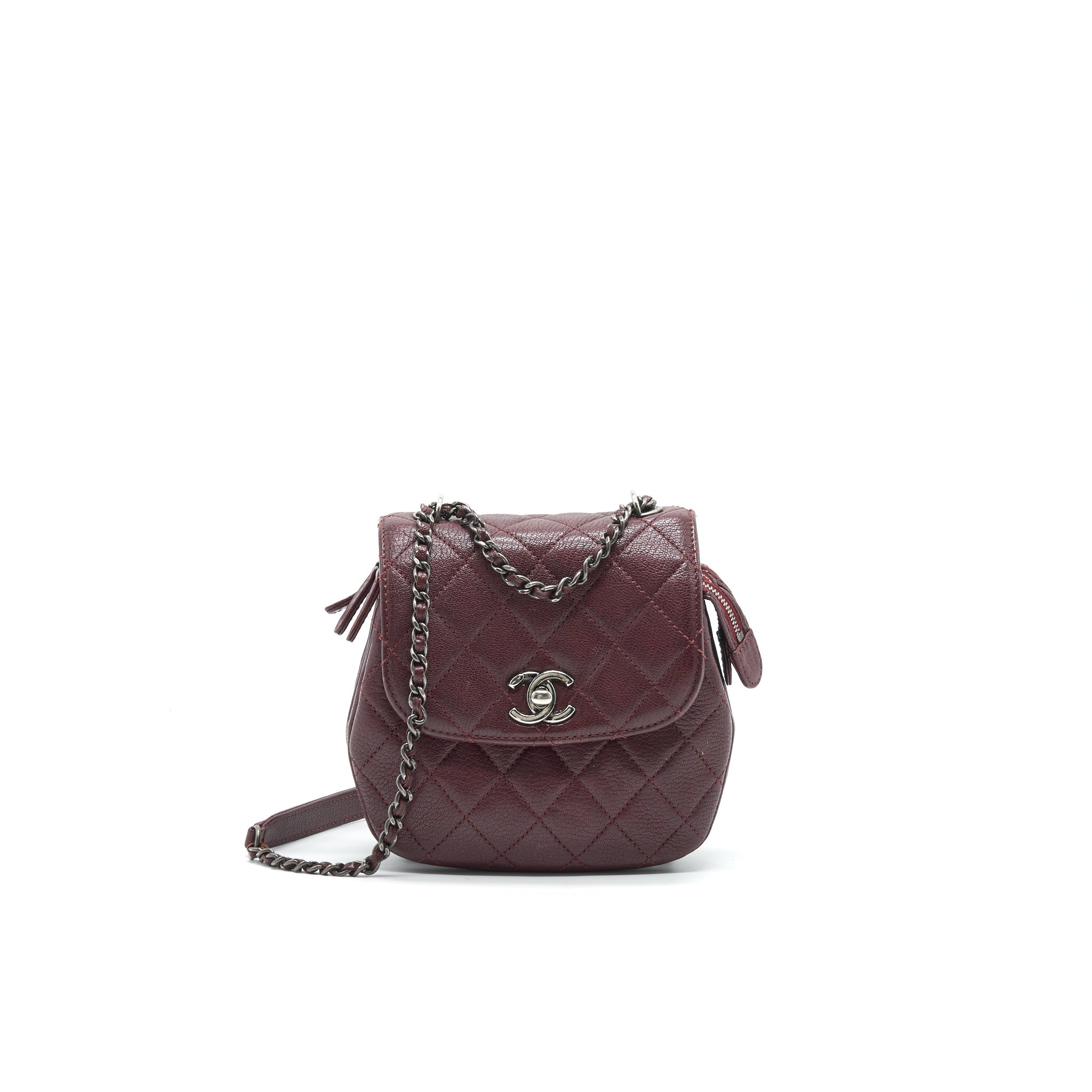 CHANEL Small Flap Bag With Chain Burgundy