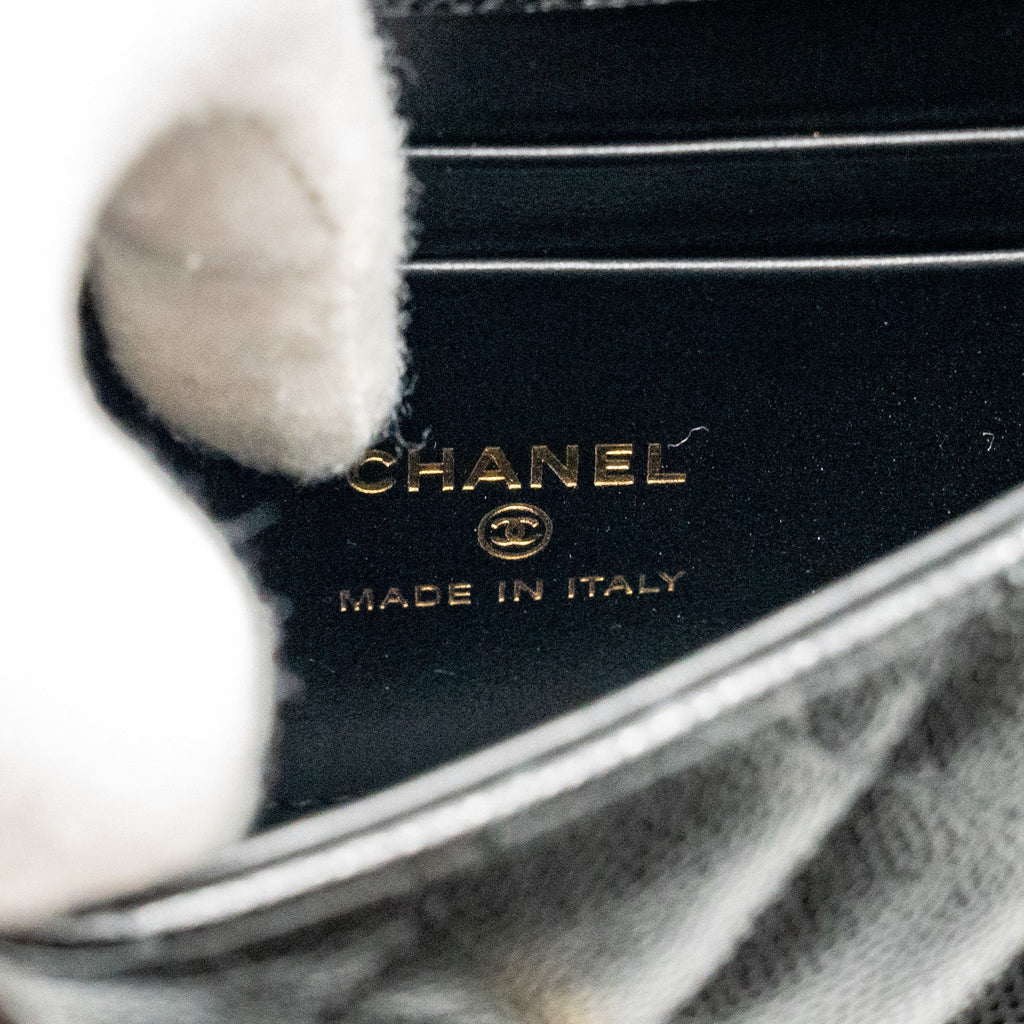 Chanel Coco Handle Clutch with Chain Caviar Black L (Microchip)
