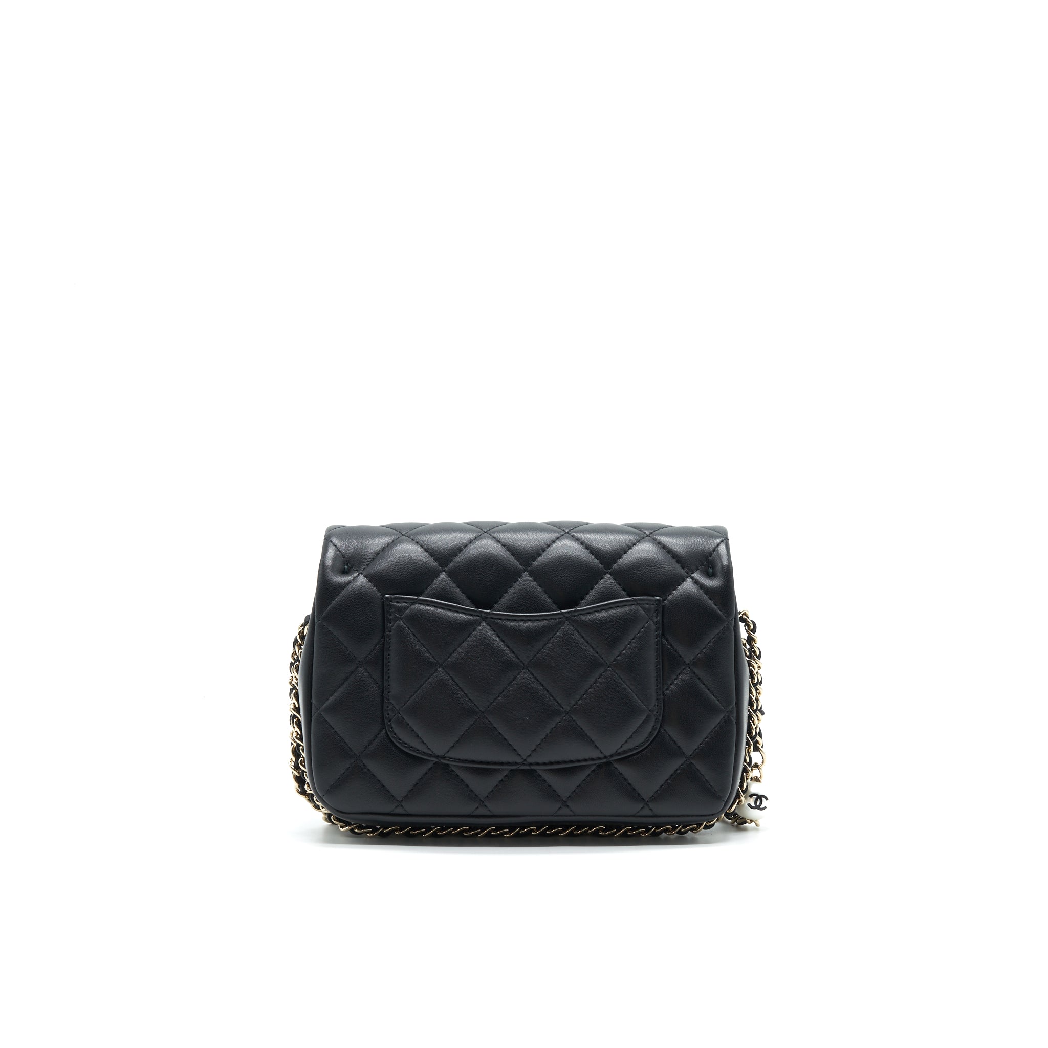 Chanel Logo Pearl Chain Mini Flap Bag