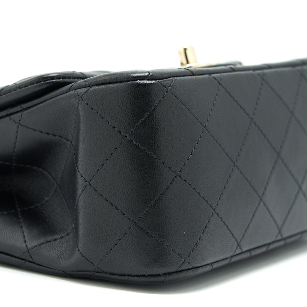 Chanel Mini Square Flap Bag Black Lambskin L