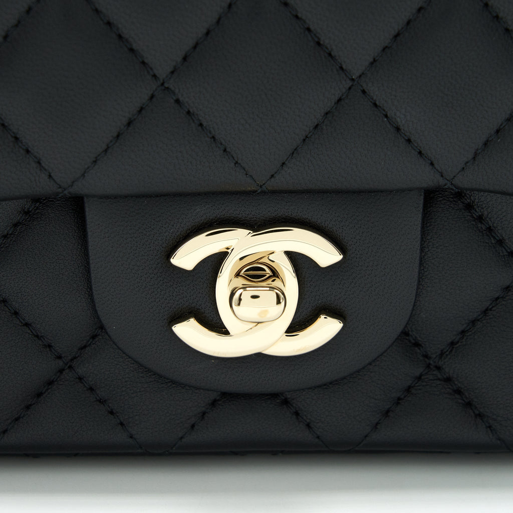 Chanel Mini Square Flap Bag Black Lambskin L