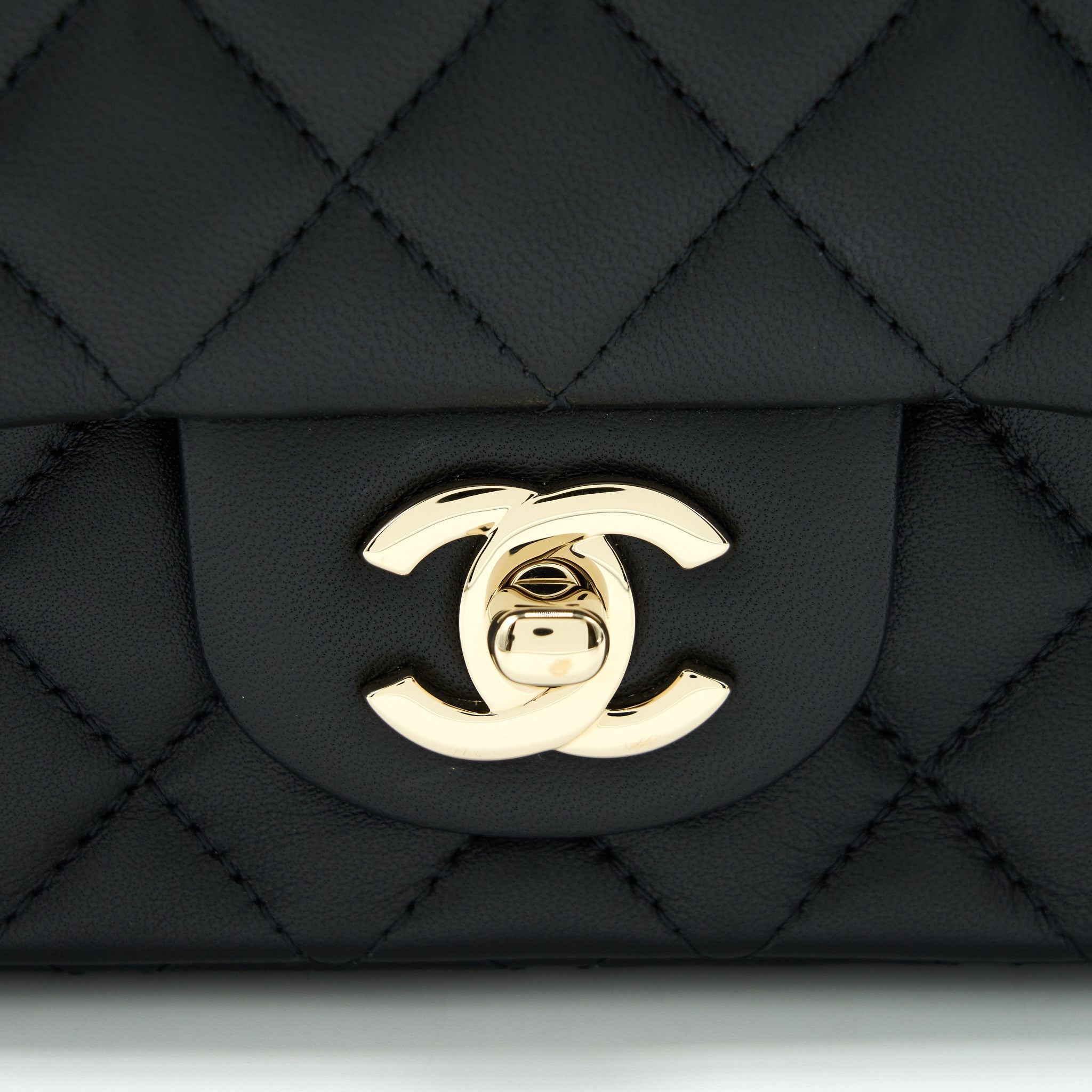Chanel Mini Square Flap Bag Black Lambskin L