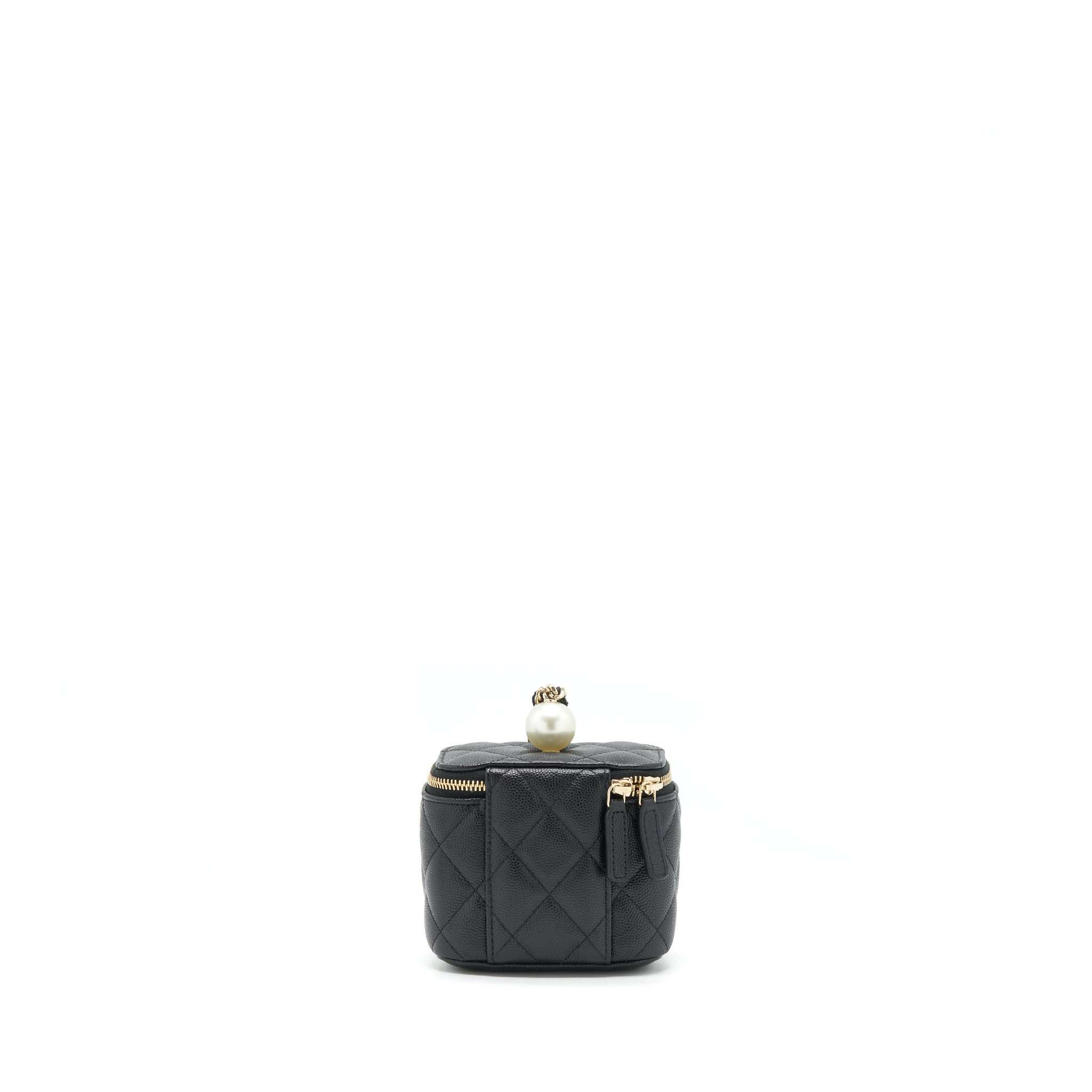 Chanel Small Vanity Clutch With Chain CC Pearl Caviar Black L