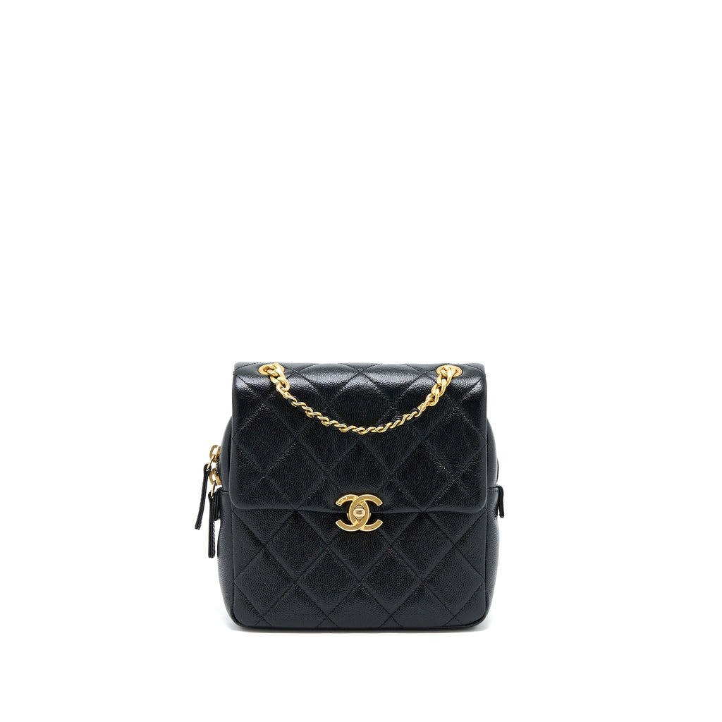 Chanel 22P Flap Backpack Caviar Black Brushed  (Microchip)