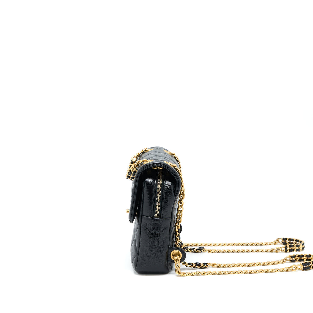 Chanel 22P Flap Backpack Caviar Black Brushed  (Microchip)