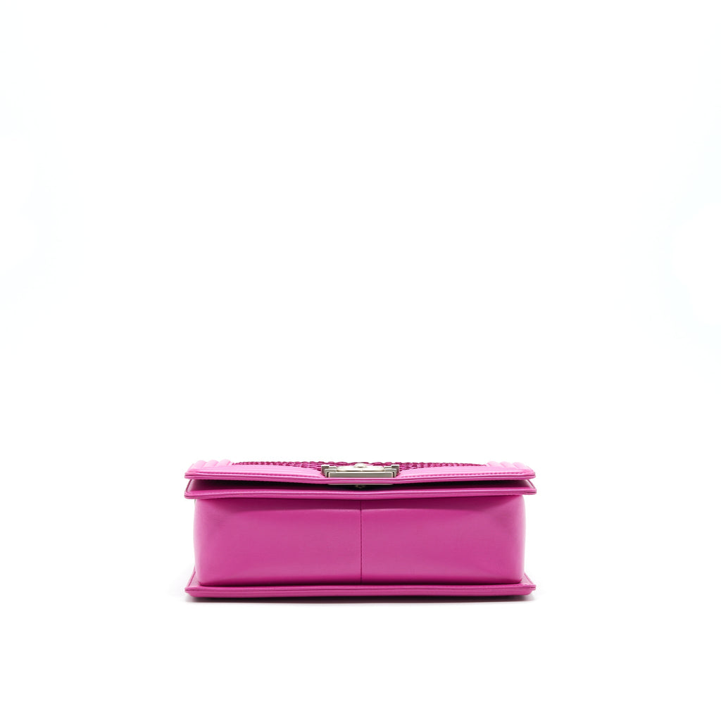 Chanel Medium Le Boy Flap Bag in Python Leather Pink with Brushed