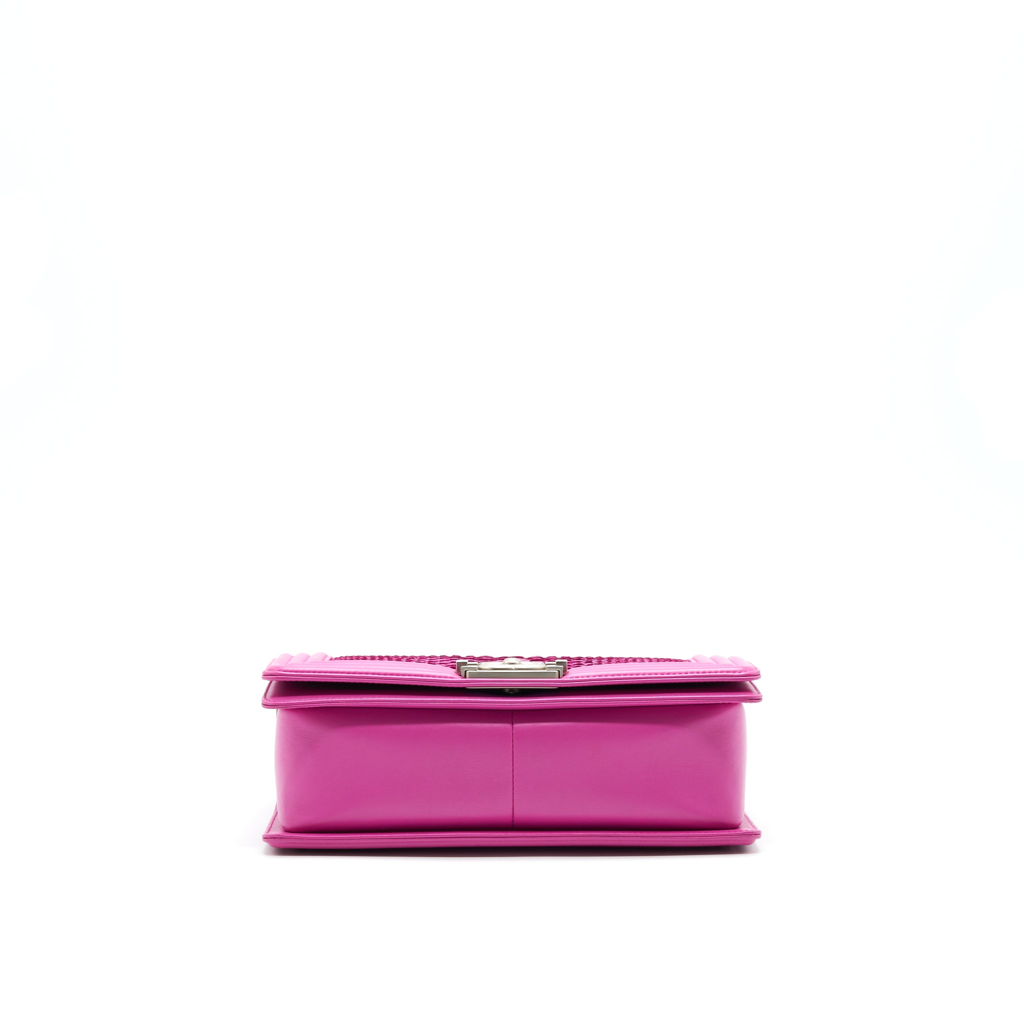 Chanel Medium Le Boy Flap Bag in Python Leather Pink with Brushed