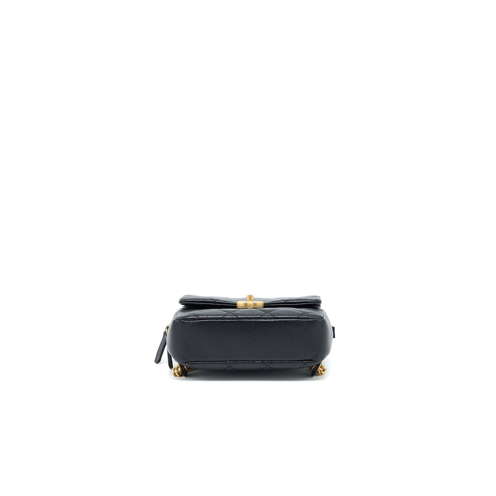 Chanel 22P Flap Backpack Caviar Black Brushed  (Microchip)