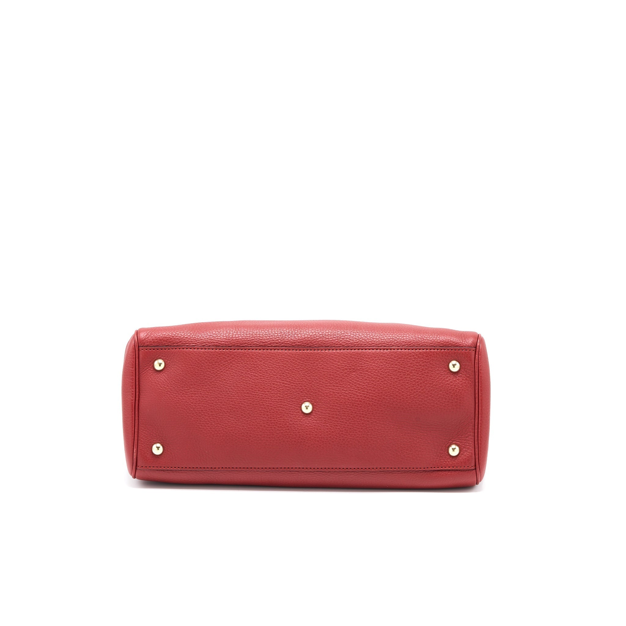 Gucci Crossbody Tote Bag Bamboo Handle Calfskin Red L