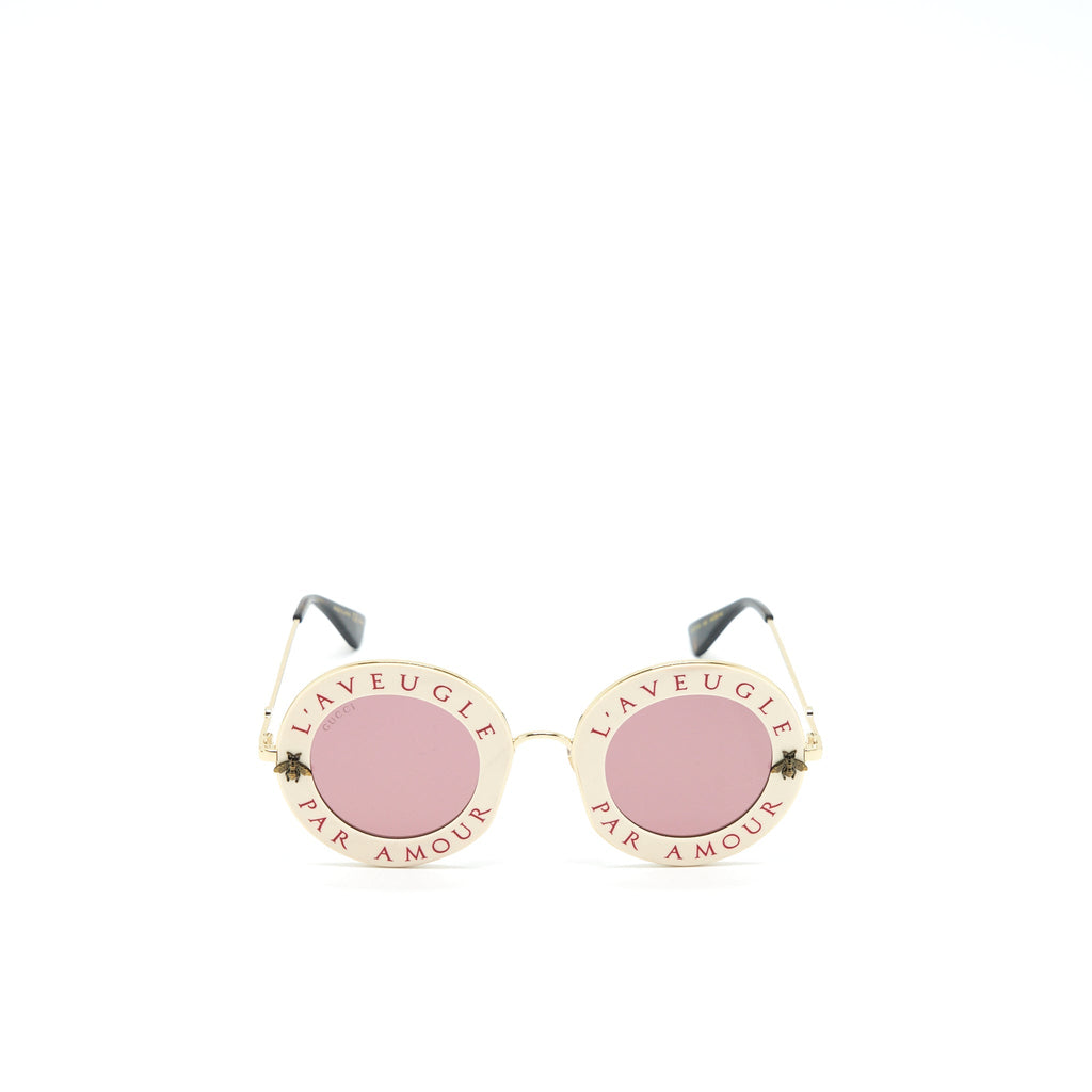 Gucci L�aveugle Par Amour Sunglasses White/Multicolour
