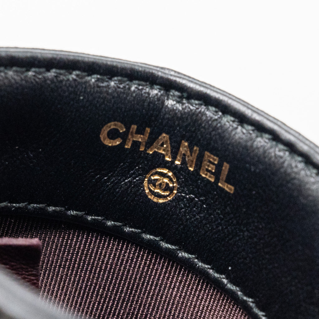 Chanel Gold Clutch O Chain Phone Holder Lambskin Black L