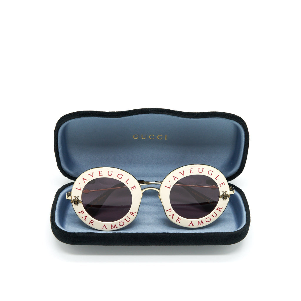Gucci L�aveugle Par Amour Sunglasses White/Multicolour
