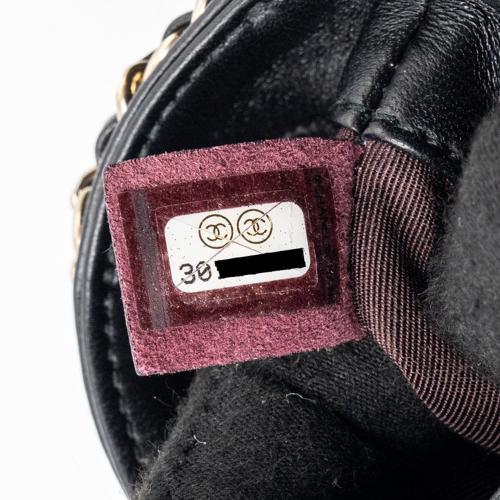Chanel Gold Clutch O Chain Phone Holder Lambskin Black L